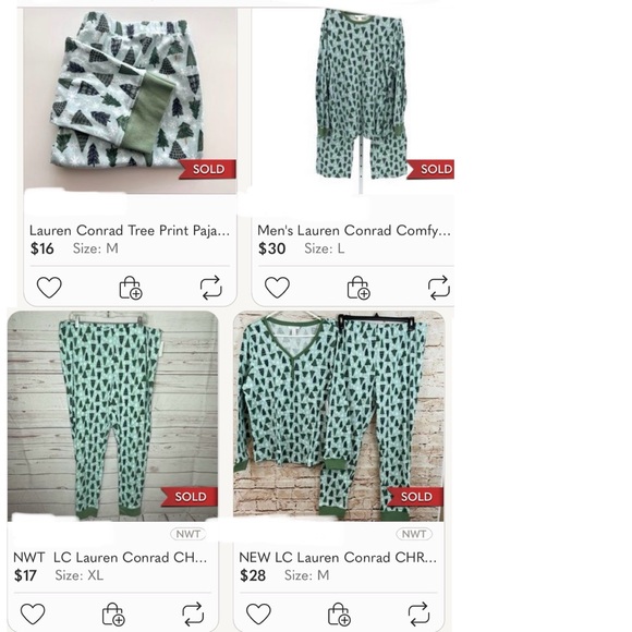 LC Lauren Conrad LT Pajama pants pine xmas trees Soft green winter snow LIKE NEW - Picture 12 of 12